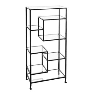 Furniture HotSpot Metal and Glass Bookshelf - Matte Black - 30.5" W x 16.25" D x 68" H