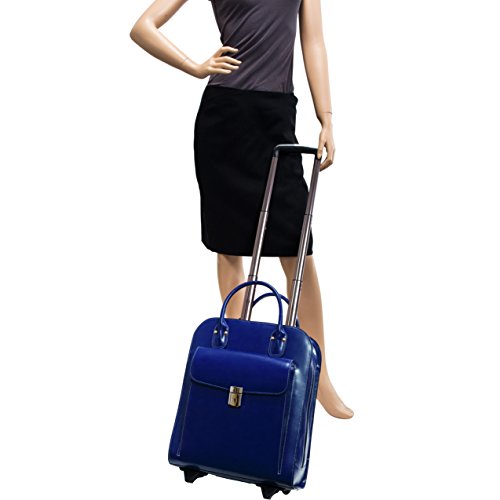 McKlein, L Series, Uptown, Top Grain Cowhide Leather, 15" Leather Vertical Wheeled Ladies' Laptop Briefcase, Navy (97697)