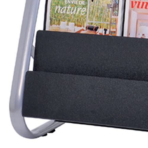 ALBA 8 Compartment Literature Floor Display Rack, Black and Silver (DDEXPO8)