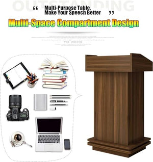 CAMBOS Lectern Podium Stand with 2 Layer Storage Shelf