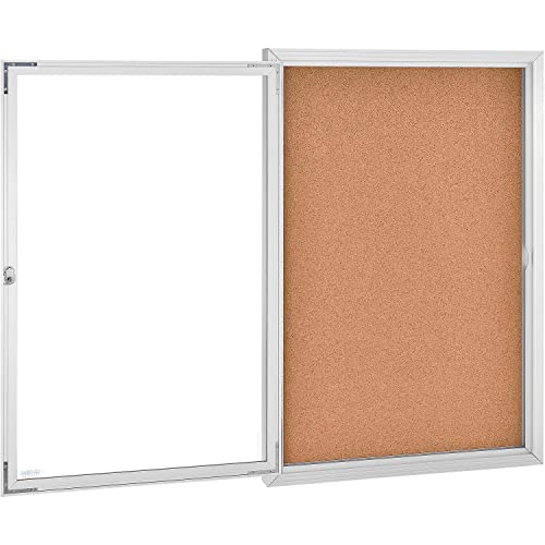 Enclosed Bulletin Board - Cork - Aluminum Frame - 24" x 36" - 1 Door