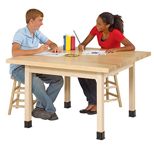 Diversified Woodcrafts WX4-M UV Finish Solid Maple Wood Four-Student Table with Maple Top, 48" Width x 48" Height x 30" Depth