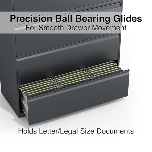 Lorell 60437 4-Drawer Lateral File Cabinet, 42"x18-5/8"x52-1/2", Charcoal
