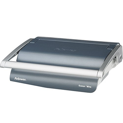 Fellowes 5217401 Quasar Manual Wire Binding Machine, 18 1/8 x 15 3/8 x 5 1/8, Metallic Gray