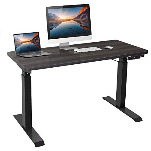 Dual Motor Electric Standing Desk Adjustable Height Stand Up Table 47.2inch Long Frame Home/Office Writing Workstation Stable Gaming Desk with Memory Controller, Black Wood Table Top and Frame