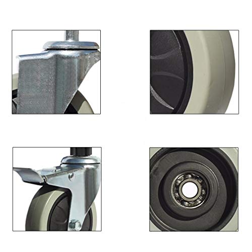 VKEID 4in Rubber Swivel Stem Caster Set of 4 - Gray, 400kg Capacity