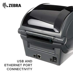 Zebra - GK420t Thermal Transfer Desktop Printer for labels, Receipts, Barcodes, Tags, and Wrist Bands - Print Width of 4 in - USB and Ethernet Port Connectivity - GK42-102210-000