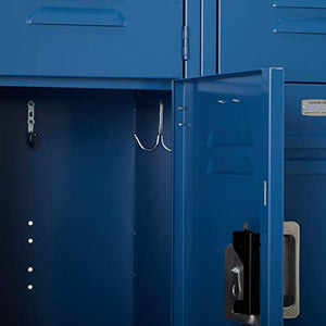Salsbury Industries Assembled 3-Tier Extra Wide Standard Metal Locker with Three Wide Storage Units, 6-Feet High by 18-Inch Deep, Blue