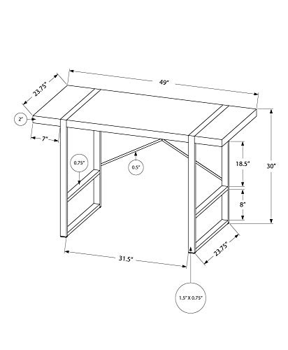 Monarch Specialties Laptop Table for Home & Office-Study Computer Desk-Contemporary Style-Metal Legs, 48" L, Cappuccino