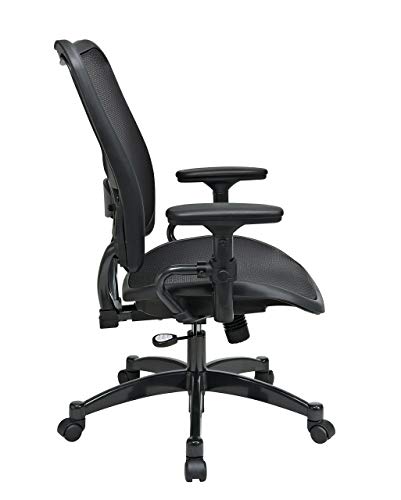 SPACE Seating Deluxe AirGrid Dark Back and Seat, 2-to-1 Synchro Tilt Control, Adjustable Arms, Tilt Tension and Lumbar Support with Gunmetal Finish Base Managers Chair