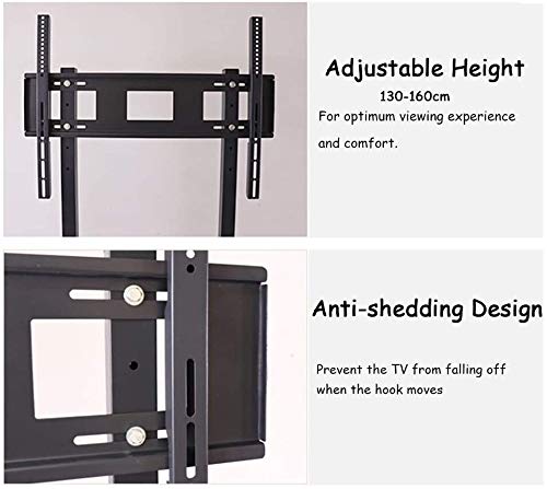 TV Rack Furniture Heavy Duty 100KG TV Cart Mobile Stand 60-100" LED LCD Plasma Flat Screen Adjustable Trolley Mount Wheels 2 Shelves Full Motion Black