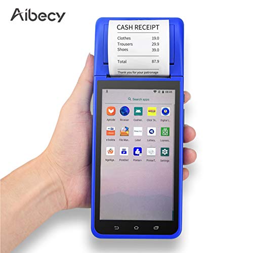 Aibecy Smart POS Receipt Terminal Printer Android 8.1 with 5.5 Inch Touchscreen Camera 1D 2D Barcode Scanner Support 3G/WiFi/BT/GPS for Restaurants Supermarkets Retail Stores Warehouses