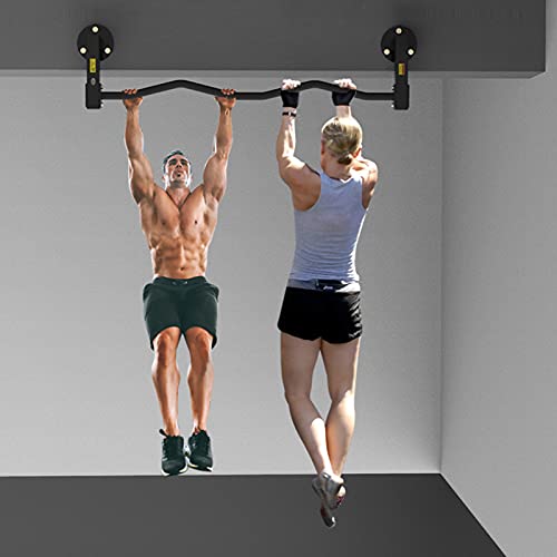 NENGGE Pull-Up Bar/Chin-Up Multifunctional, Wall Mount Heavy Duty Upper Body Workout Bar for Home Gym Exercise, Strength Training Equipment Adjustable Height, Support up to 300KG,Stainless Steel,B