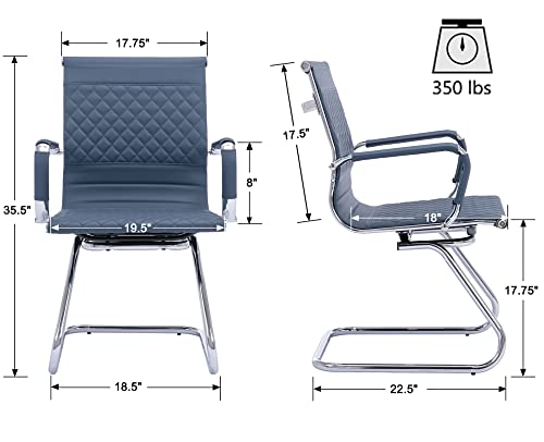 VESCASA Office Guest Chairs with Rhombic Grid Design Back, Set of 8 - Navy Blue