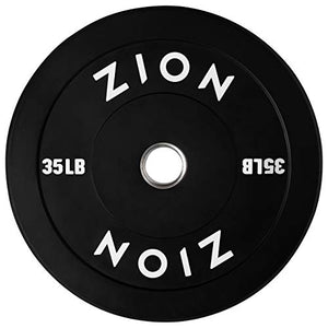 Zion Fitness Onyx 2 Inch 35 Lb Bumper Plates Set Olympic Weight Plates Rubber Bumper Weight Plate Pair, Stainless Steel Inserts Strength Training Plates Weight Lifting Plates