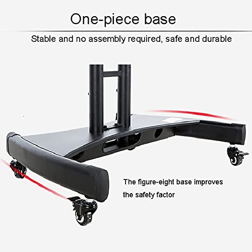 Mobile TV Cart Rolling Floor Stand, 0-90° Angle Adjustment, Fits 32-75 Inch TVs, Height Adjustable