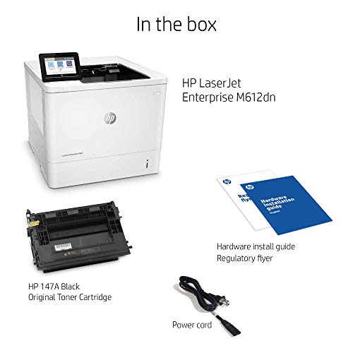 HP Laserjet Enterprise M612dn Monochrome Duplex Printer (7PS86A), White, Standard (Renewed)