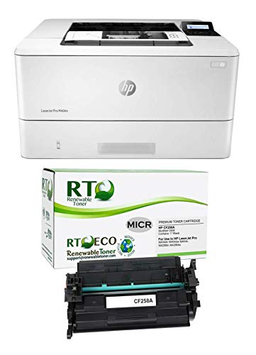 Renewable Toner Laser M404n Check Printing Bundle with 1 RT CF258A 58A MICR Starter Cartridge (2 Items)