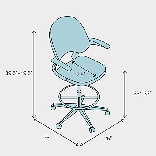 DATOZA Mid-Back Mesh Drafting Chair with Tilt Lock and Lumbar Support - Gray