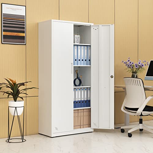 Generic High Storage Cabinet with 2 Doors and 4 Partitions - 5 Storage Spaces, Home/Office Design