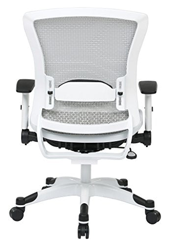 SPACE Seating Breathable Mesh Seat and Back, 2-to-1 Synchro Tilt Control, 2-Way Adjustable Flip Arms, and White Coated Nylon Base Managers Chair, White