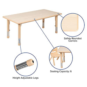 Flash Furniture 23.625"W x 47.25"L Rectangular Natural Plastic Height Adjustable Activity Table