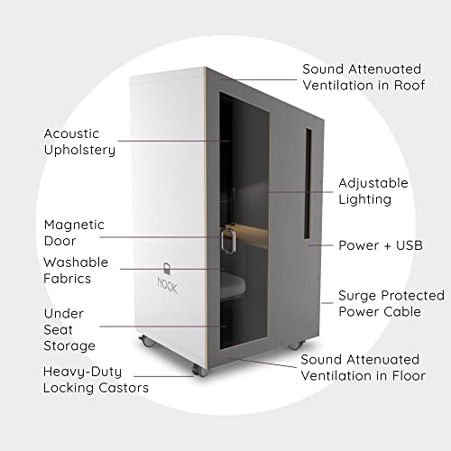 NOOK Portable Meeting Pod with Acoustic Panels and Power Station - Gray