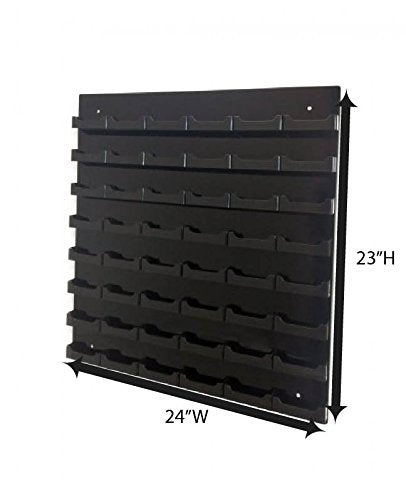 Source One 48 Pocket Wall Mount Business Card Holder Rack, Black Acrylic (BC-WM-48P-BLACK)