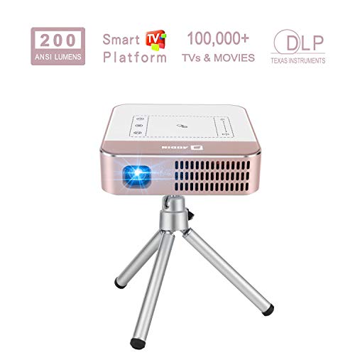 AODIN Wow 200 ANSI Lumens Portable Projector, Mini LED WiFi Smart Projector, Outdoor Movie Projector, 300" Bright & Clear Image, Stereo Speaker, Support Smartphone, Tablet, Laptop, PC, 2 Hours Working