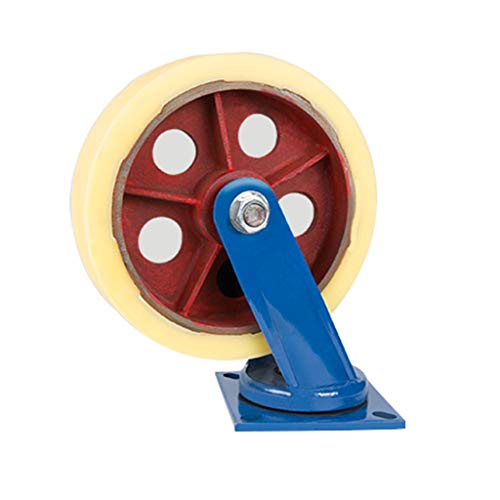 Heavy Duty Universal Caster Set - 8", 10", 12" - Cast Iron Core, Nylon Rim, Brake