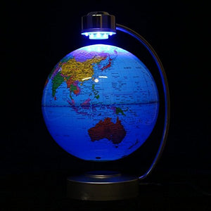 Globes World, 8" Magnetic Floating Globe with LED Light - Anti-Gravity Levitation Rotating Planet Earth Globe Stylish Home Office Desktop Display Decoration (Blue)