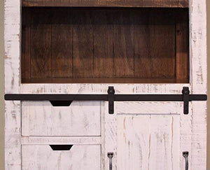 Crafters and Weavers Greenview Solid Wood Barn Door Bookcase in Distressed White Finish