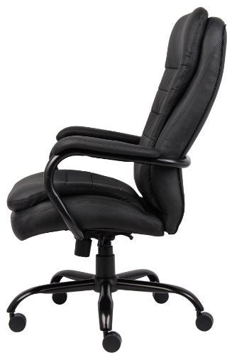 Boss Office Products B991-CP Heavy Duty Double Plush LeatherPlus Chair with 350lbs Weight Capacity in Black
