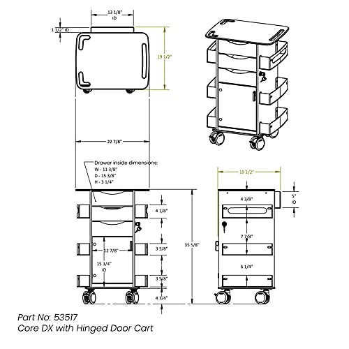 TrippNT Core DX Cart with White Drawers and Hinged Door