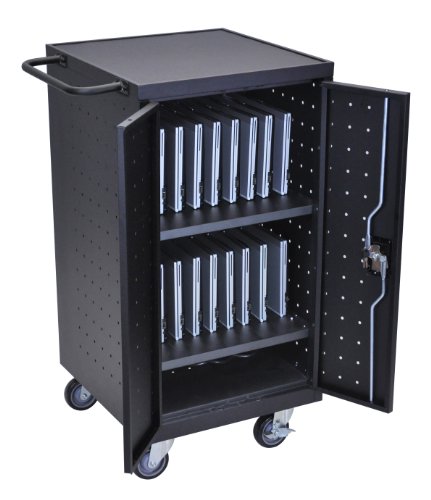 LUXOR LLTP18-B Laptop Computer Charging Cart, 18", Black