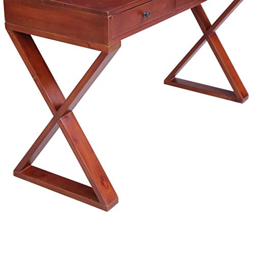 Writing Computer Desk, Solid Wood Study Writing Table, Student Desk with 3 Drawers, Home Office Workstation, Laptop PC Table for Bedroom Living Room