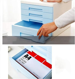 FOTN Office Filing Storage Cabinet with 4 Drawers - Large, Plastic Desktop Organizer