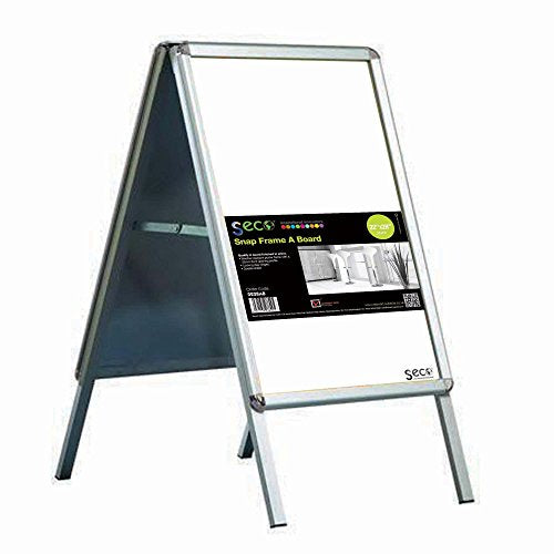 SECO Stewart Superior Outdoor A-Frame Sidewalk Sign, Snap Frame Design, Weather Resistant, 22 x 28" in Silver