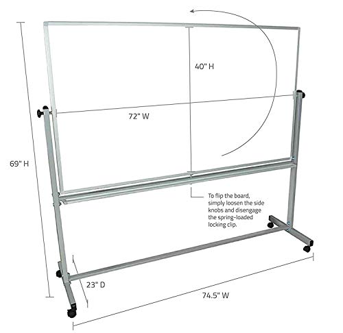 Offex Mobile Dry Erase Double Sided and Magnetic Whiteboard - 72"W x 40"H
