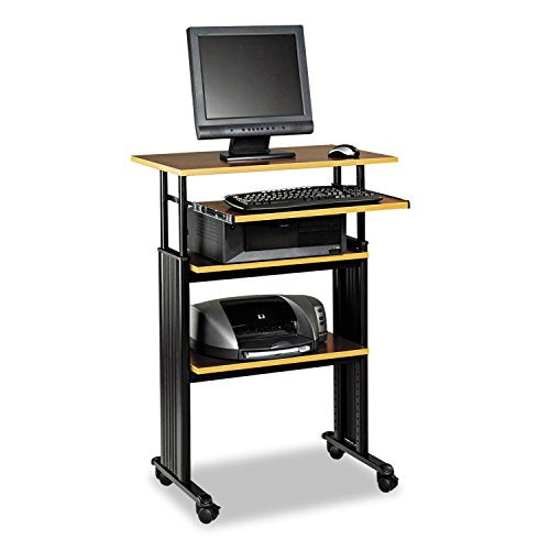 Safco Products 1929CY Muv 35-49" H Stand-Up Desk Adjustable Height Computer Workstation with Keyboard Shelf, Cherry