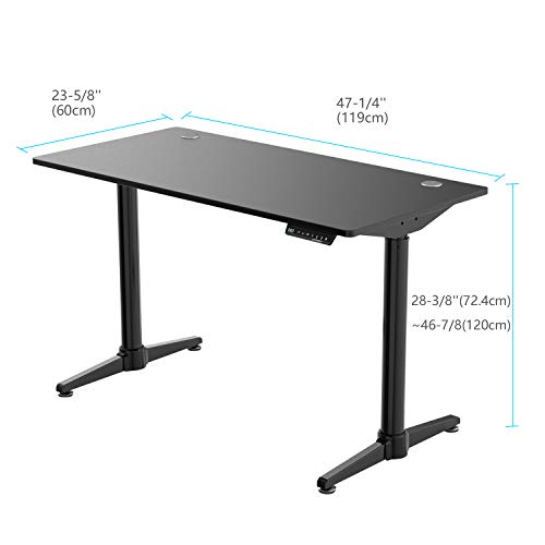 [New Generation] Eureka Ergonomic Electric Standing Desk, Adjustable Height Stand Up Desk Computer Desks Dual Motor Self-Locking Protection Suitable for Home Office (Black)