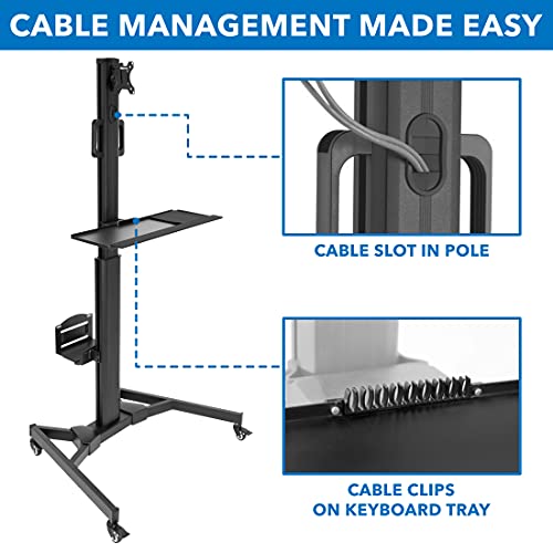 Mount-It! Adjustable Mobile PC Workstation with Single Monitor Mount