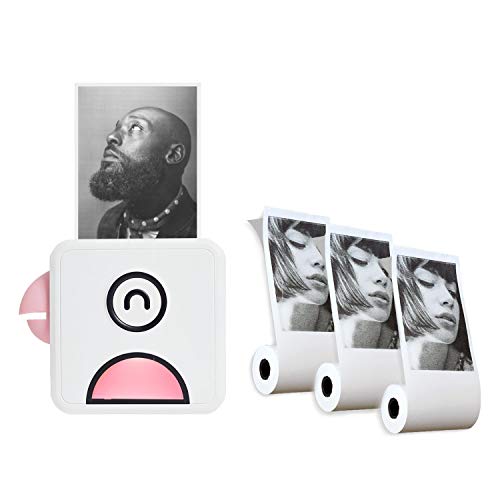 PoooliPrint L2 Inkless Pocket Printer, Pink + White Sticky Paper 3 Rolls