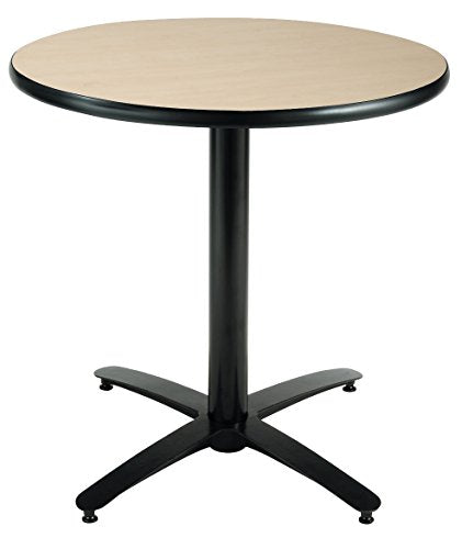 KFI Seating Round Pedestal Table with Arched X Base, Commercial Grade, 36-Inch, Natural Laminate, Made in the USA