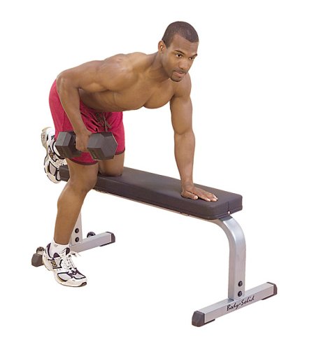 Body-Solid GFB350 Adjustable 600 lbs. Capacity Flat Utility Weight Bench for Strength Training, Stretching, Ab Exercises, and Dumbbell Curls