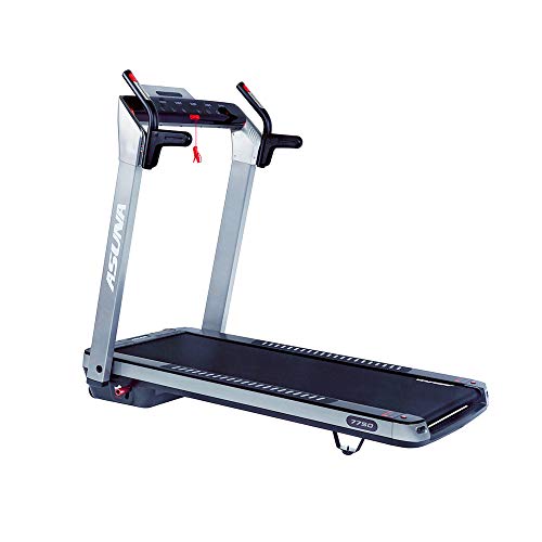 Sunny Health & Fitness ASUNA SpaceFlex Electric Running Treadmill with Auto Incline, LCD and Pulse Monitor, Speakers, Device Holder, 220 LB Max Weight, Folding and Transportation Wheels - 7750