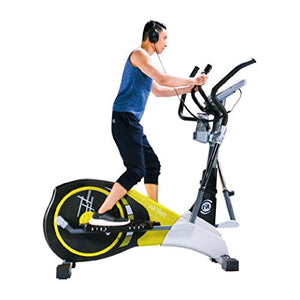 V-950X Extra Length Motorized 19" Stride Programmable Elliptical Cross Trainer - Cardio Fitness Strength Conditioning Workout with Wireless HRC Receiver for home use or gym (V-950X, Yellow/Black)