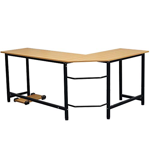 TimmyHouse Corner Desk L-Shaped Computer Desk PC Latop Study Office Table Workstation Home