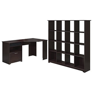Bush Furniture Cabot Corner Desk and 16 Cube Bookcase in Espresso Oak