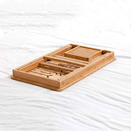 WPHPS Laptop Stand Lap Desk Table with Adjustable Leg Bamboo Flower Pattern Foldable Breakfast Serving Bed Tray Natural